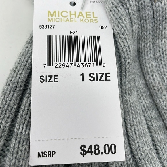 Michael Michael Kors Beanie NWT Grey Knit Hat with Pompom Winter Snow - Picture 9 of 10